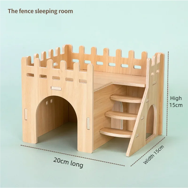 Hamster Sleeping Wooden House Hamster Cage Golden Bear Cage Single Floor Villa Supplies