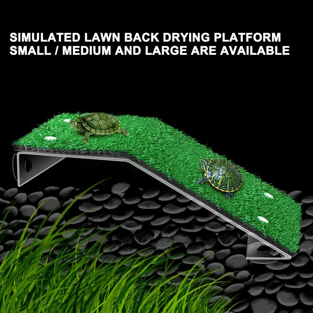 Turtle Basking Platform Simulation Grass Ramp Tortoise Resting Terrace Reptile Lawn Climbing Ladder Aquatic Turtle Tank Accessor
