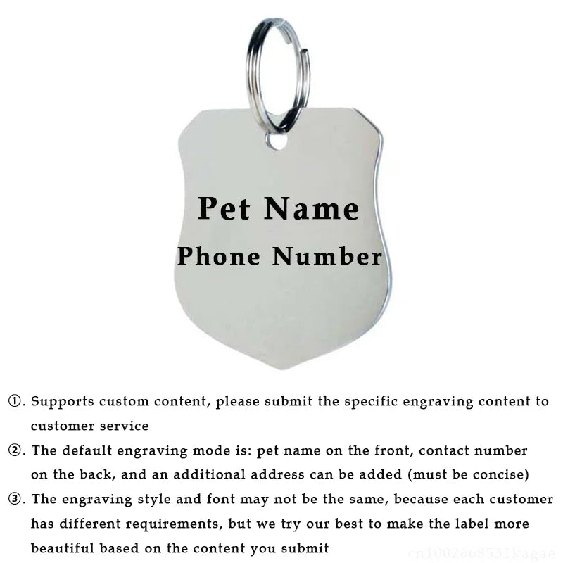 Personalized Dog Nameplate Cat Name ID Tags Customized Pet Nametag Free Engraving Tag Stainless Steel Anti-lost Puppy Identifier
