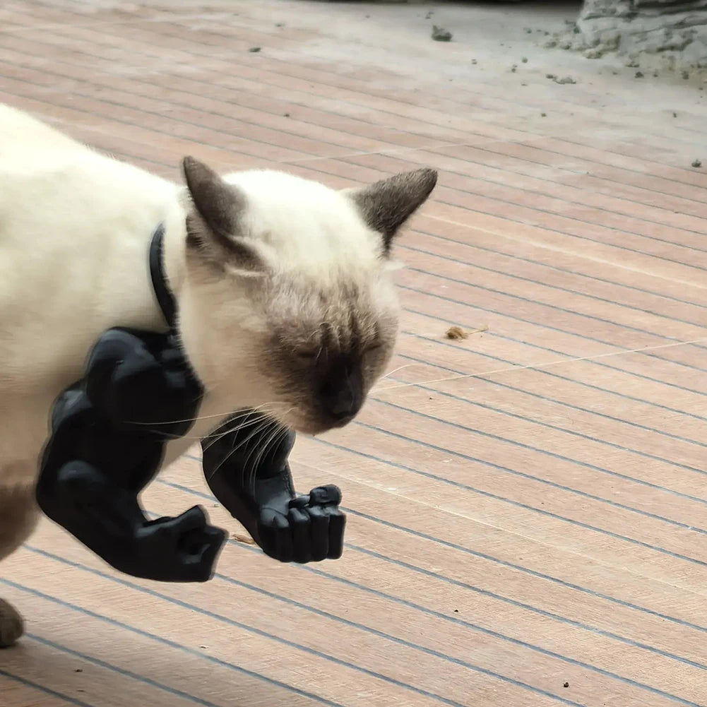 3D Printed Cat Muscle Arm Halloween Cat Costume Adjustable Cat Neck Arm with Muscle Lightweight Funny Pet Cosplay Accessories