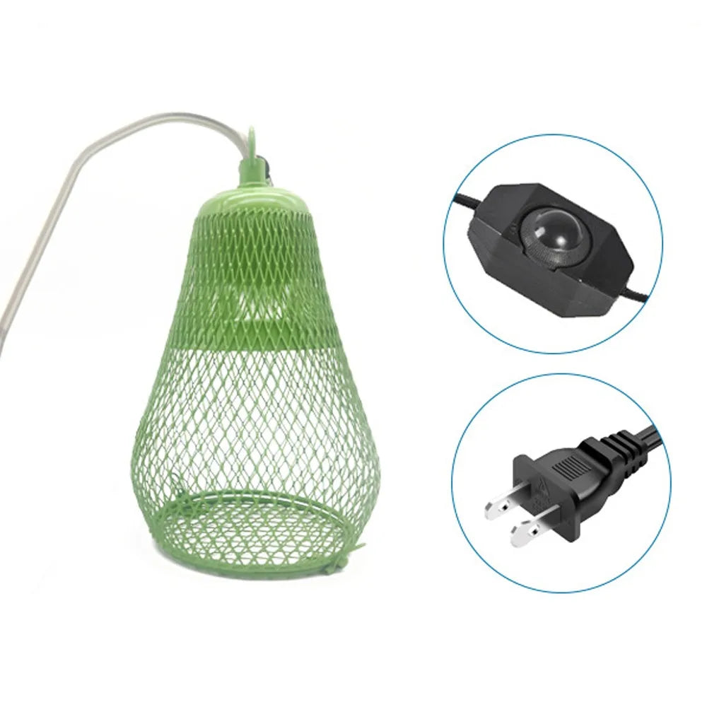 Ceramic Heat Emitter Pet Heating Lampshade Iron Mesh Dome E27 Bulb Holder Reptile Heat Lampshade Double Cage