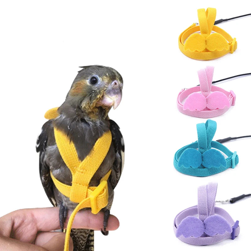 Adjustable Parrot Bird Harness Leash Set Anti-bite Training Harness Parrots Outdoor Flying Rope Cockatiel Small Birds Supplies