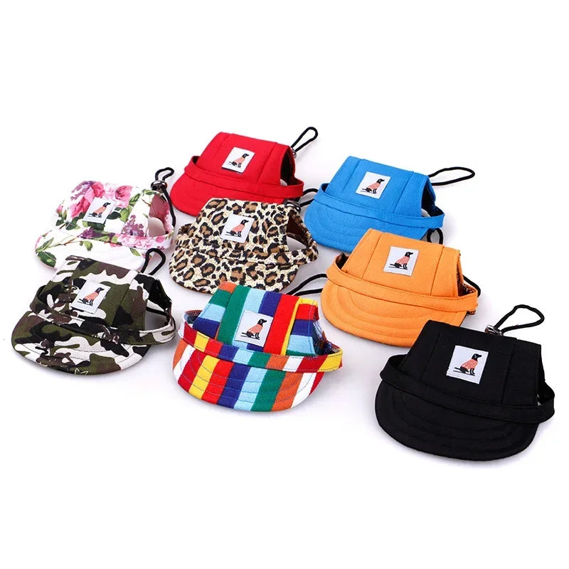 Dog Baseball Cap Hat with Neck Strap Adjustable Comfortable Ear Holes for Small Medium Large Dogs in Ourdoor Sun Protection