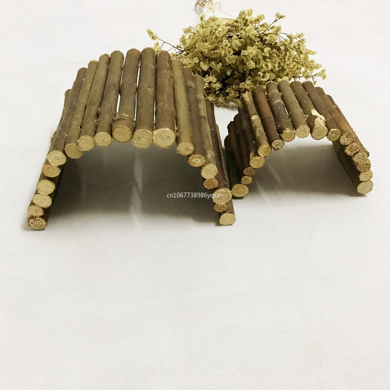 Hamster Wooden Swing Hideout Rat Bridge Teething Toys Rabbits Climbing Ladder Bridge Exercise Playing Teeth Care Toy хасбик