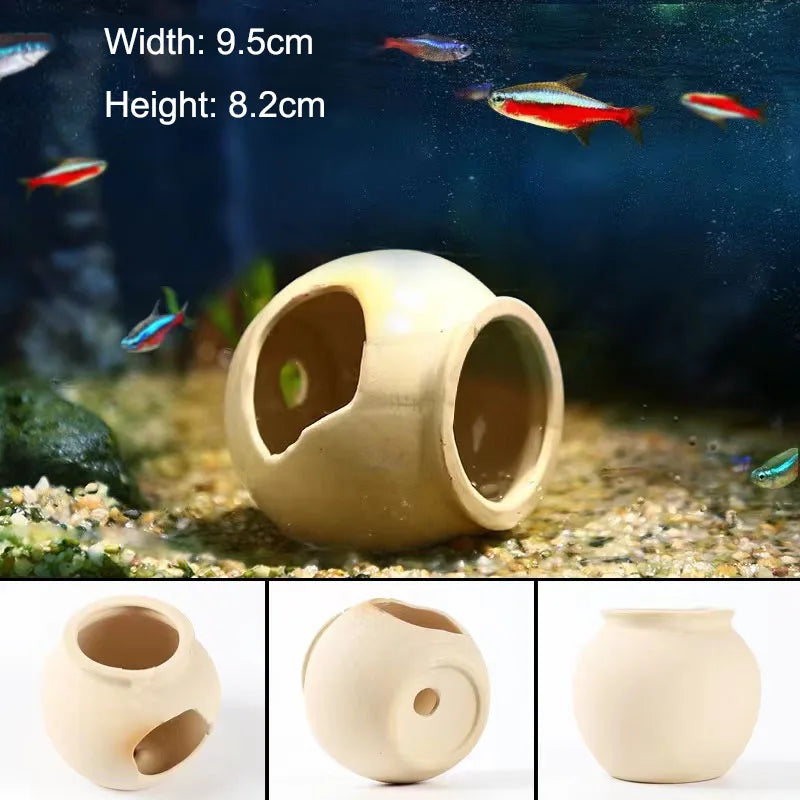Aquarium Decoration Pottery Scorpion House Canister Fish Tank Ceramic Fish Shrimps Shelter House Simulation Stone Decor