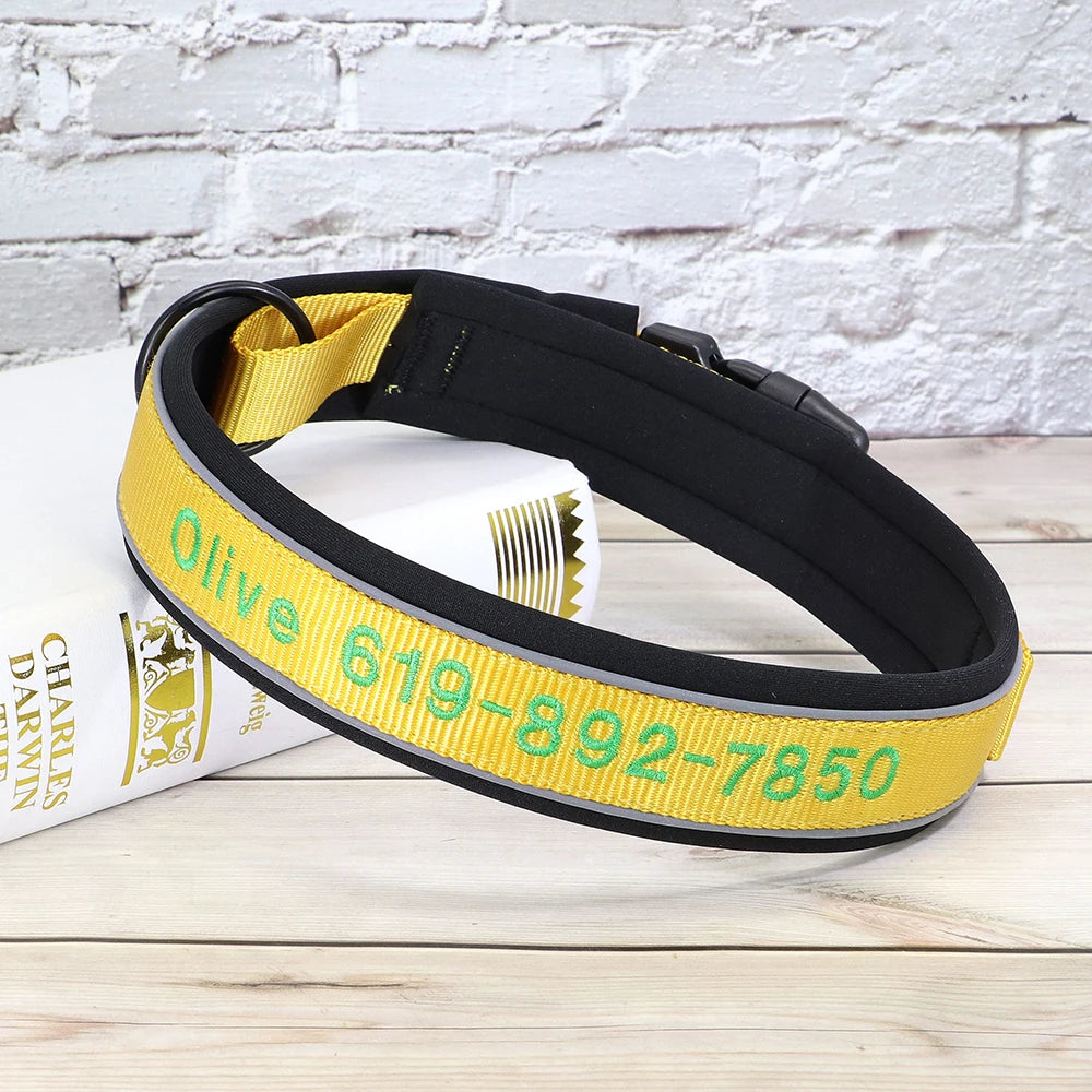 Reflective Custom Dog Collar Personalized Embroidery Pet Puppy Cat Collar Embroidered Phone Name For Small Medium Large Dog