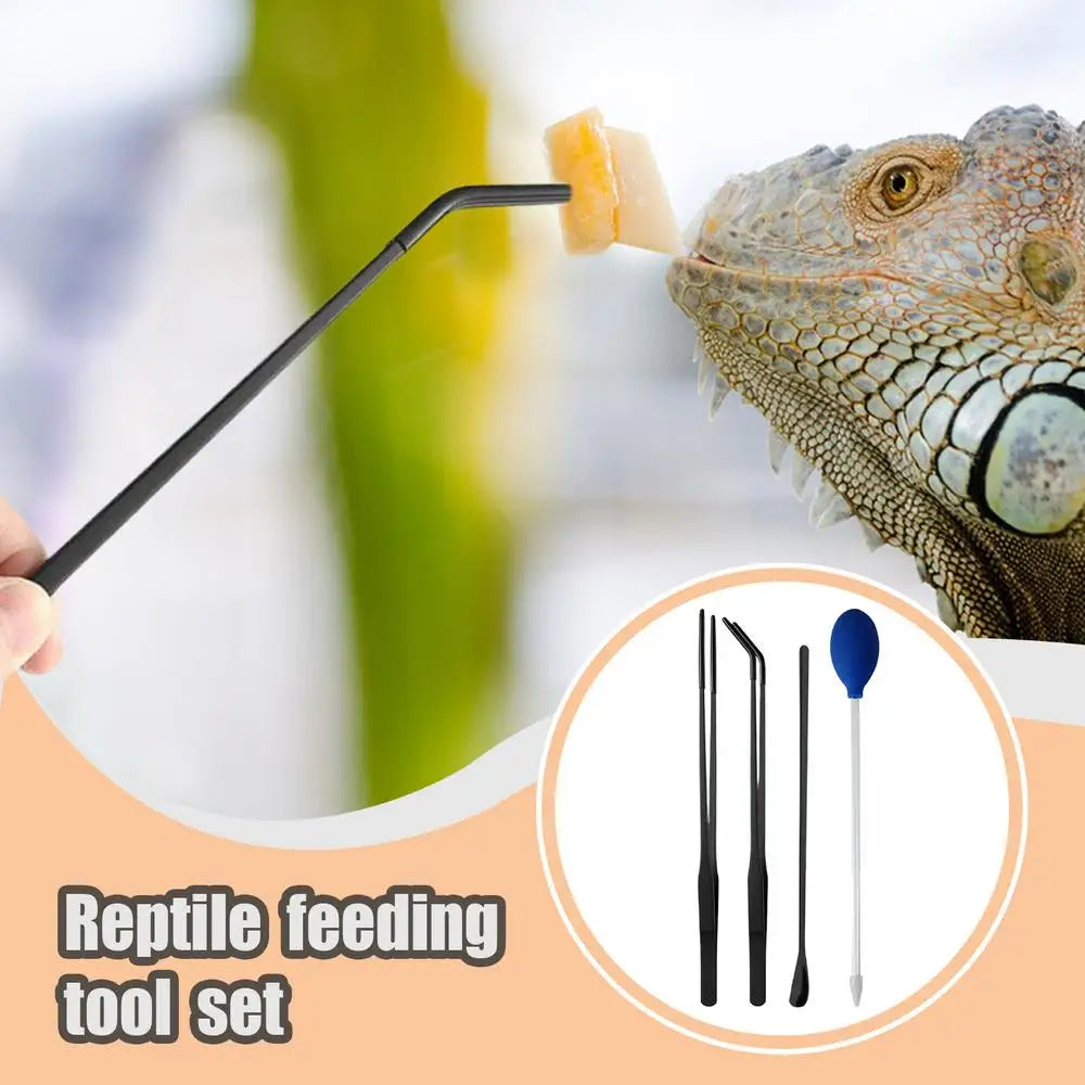 Reptile Feeding Tool Set 4 Pieces Tweezers Set With Rubber Tip Comfortable Professional Terrarium Reptile Supplies For Gecko