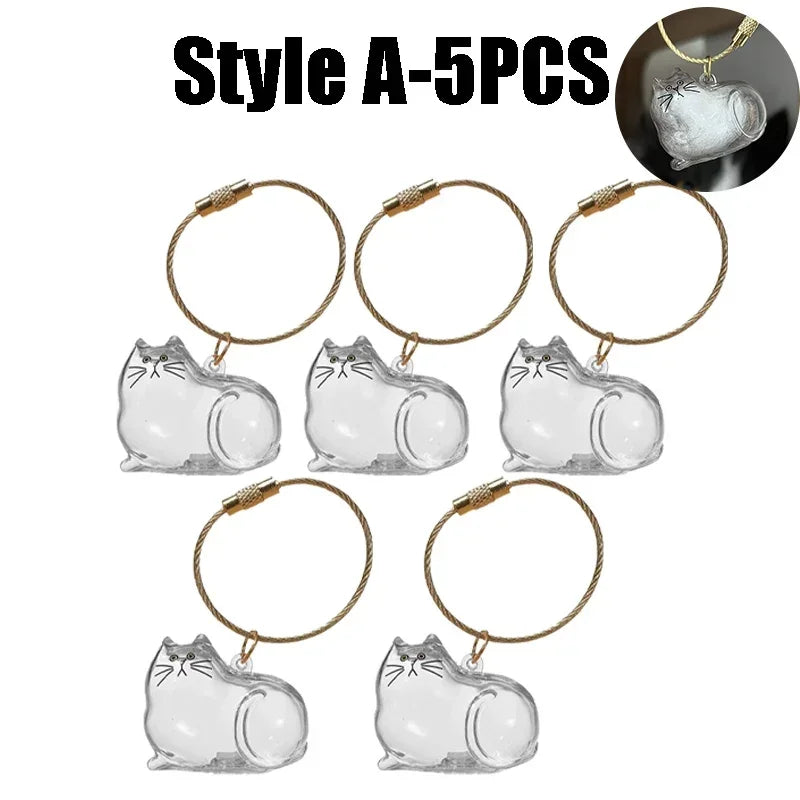 1-40PCS Pet Hair Organiser Memorial Keyring Transparent Cat Hair Organiser Souvenir for Pet Lovers Pet Memorials