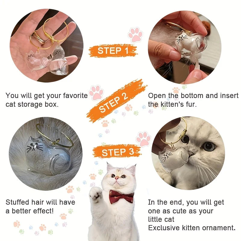 1/3pcs Transparent Cat Memorial Capsules Pet Hair Keepsake Box with Hanging Loop for Cat Lovers Gift Pendant Keychain Pet Access