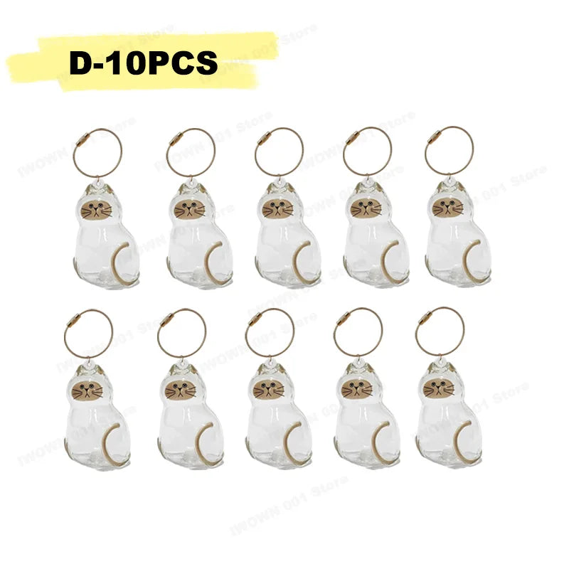 Cat Hair Storage Box Memorial Keychain Transparent Pet Fur Storage Container Hanging Cat Keychain Pendant for Pet Lovers