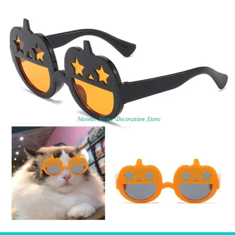 H7BF Glasses For Small Dog Animals Dog Accessories Cool Funny Pumpkin Sunglasses