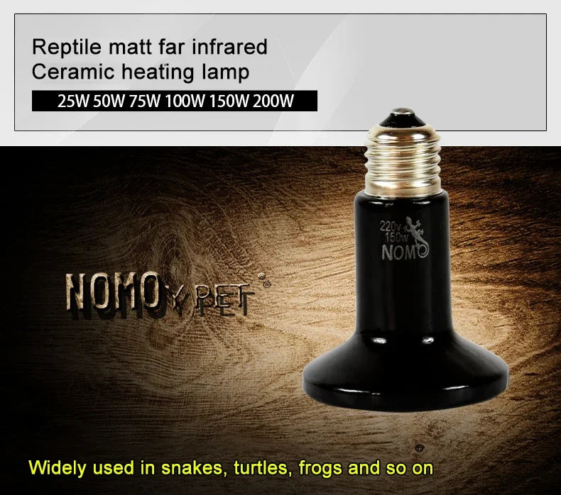 E27 110V/220V Reptile Terrarium Supplies Reptile Ceramic Heat Lamp 25W 50W 75W 100W Infrared Heater for Turtles Lizards Snakes