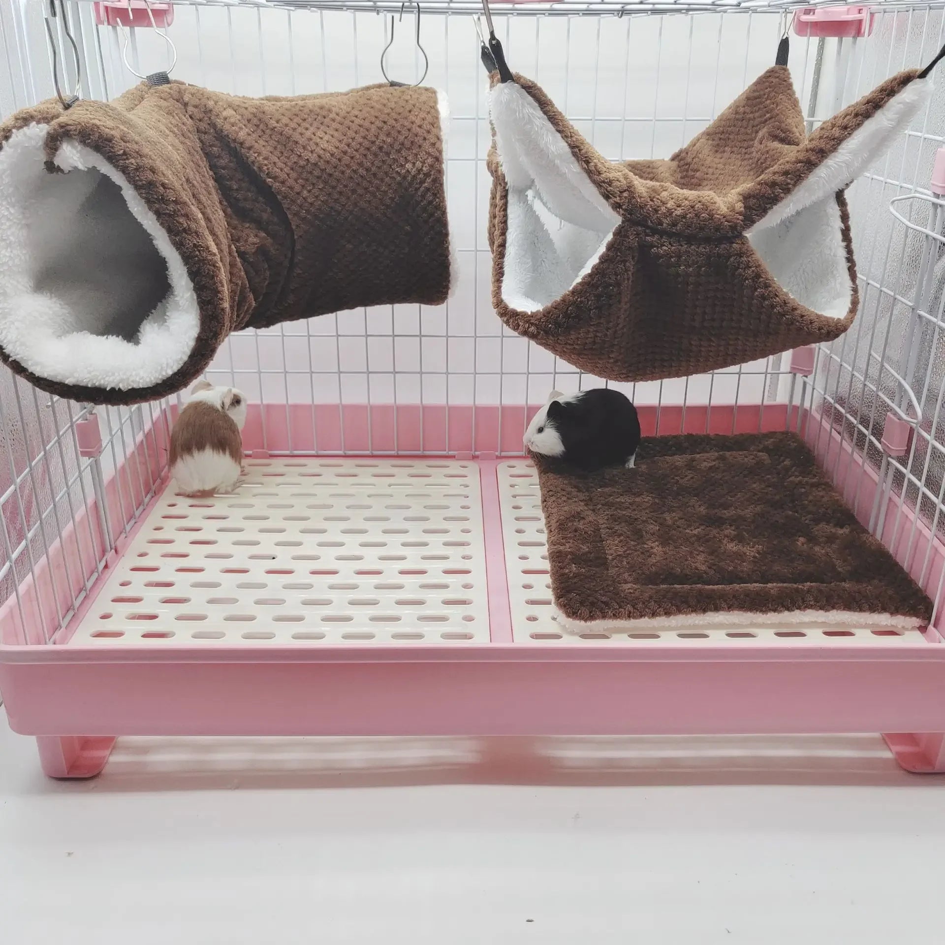 Warm Winter Pet Hammock Double Layer Thick Plush Hamster Hammock Chinchilla Guinea Pig Ferret Sleeping Bag Hamster Hanging Cage