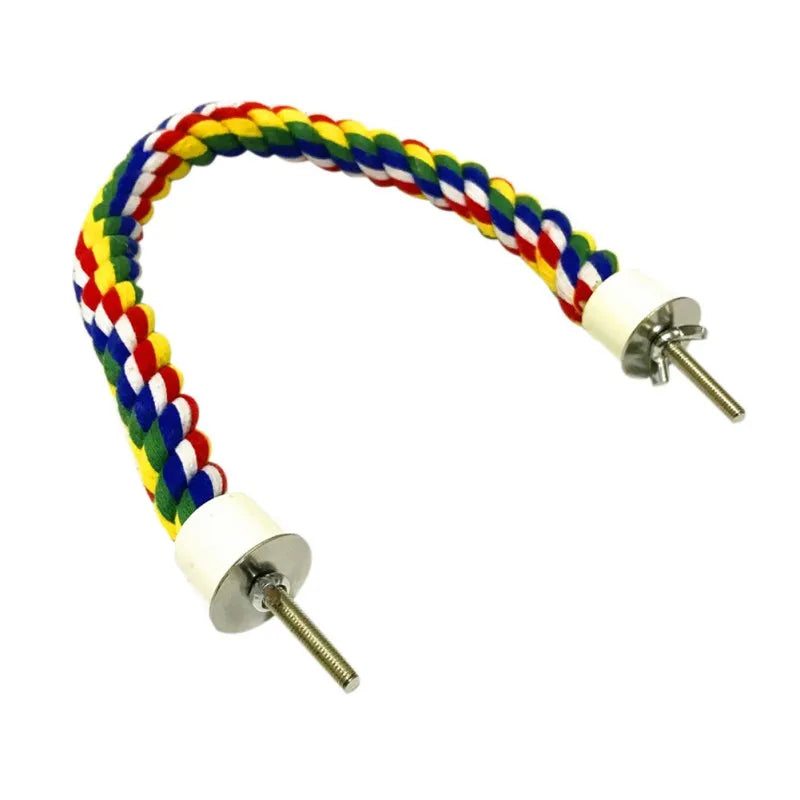 40/60/80/105cm Colorful Parrot Rope Hanging Braided Budgie Bird Cage Cockatiel Toy Pet Stand Accessories Ladder Swing Supplies