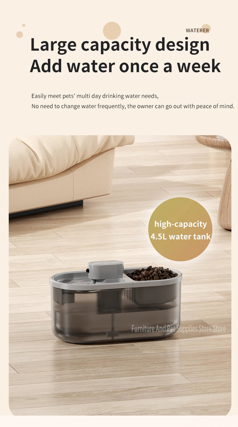 Pet Cat Automatic Induction Feeder Water Dispenser Large Capacity Water Dispenser Dry Wet Separation Food Container Pet Supplies