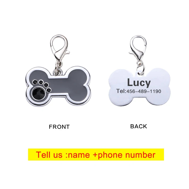 Cute Bone Dog Brand Pet Anti-lost Alloy Id Card Puppy Kitten Jewelry Pendant Laser Engraving Identity Card Keychain Pet Supplies