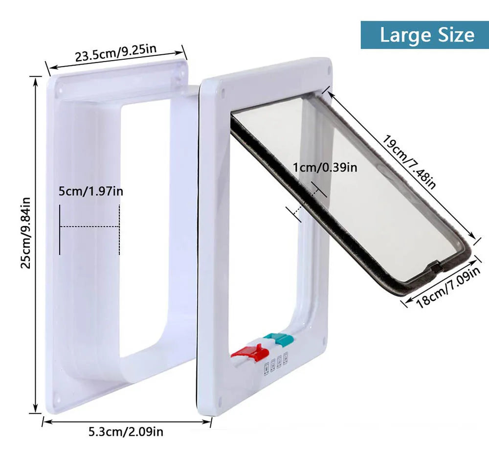Cat Door Flap Extra Large 11x 9.8in 4 Way Locking Security Flap Door Weatherproof Pet Door Kit for Dog Cat Kitten Puppy Safety