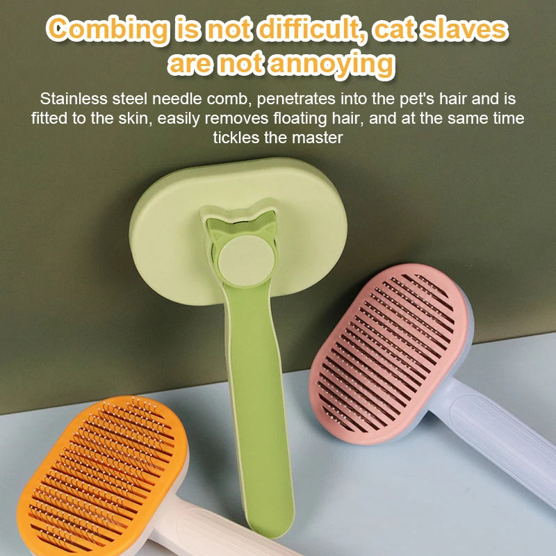 Cat Comb Massage Cat Brush Self-cleaning Pet Hair Remover One Button Comb for Cats Hair Cleaning Pet Grooming Brush Pet Products