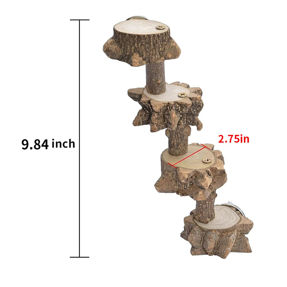 AA19 Bird Platform Perch Playground For Budgie Parakeet, Cage Natural Wood Play Stand Parrot Flat Perches For Medium Birds