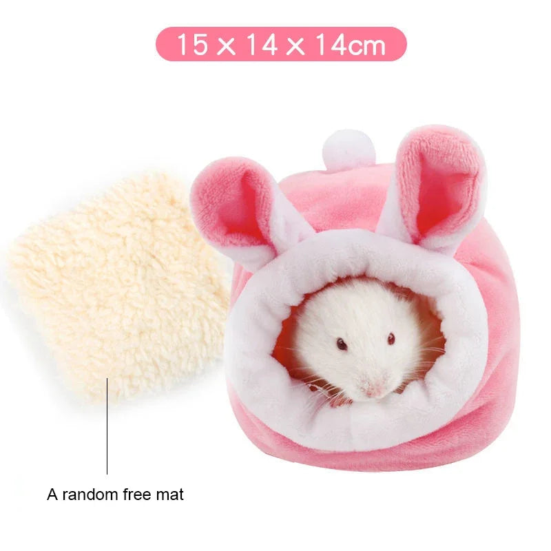 Hamster Nest Cute House Winter Soft Warm Bed Non-slip Hamster Sleeping Nest Small Animals Bedding House For Dwarf Hamsters