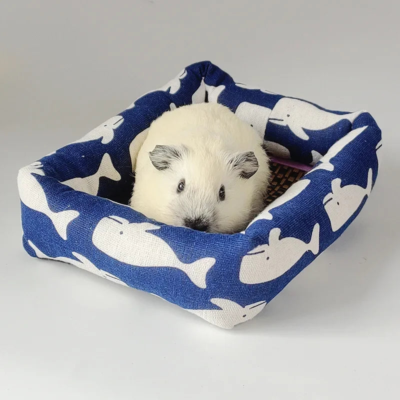 Summer Small Pets Cool Nest Puppy Kitten Rattan Mat Cute Print Pet Cooling Mat for Guinea Pig Hamster Chinchilla Small Cage