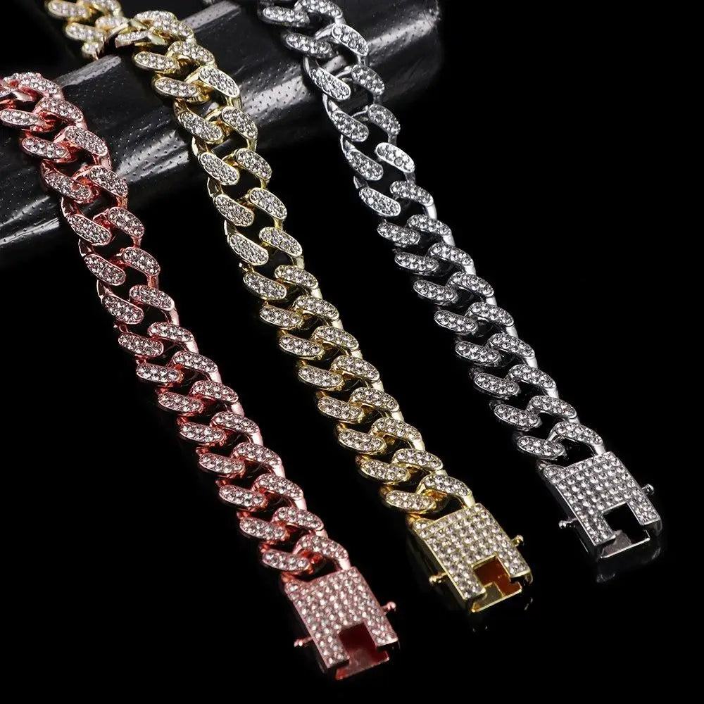Rhinestone Luxury Metal Fighting Necklace Dog Accessories Pet Supplies Dog Jewelry Collar Pet Chain Necklace