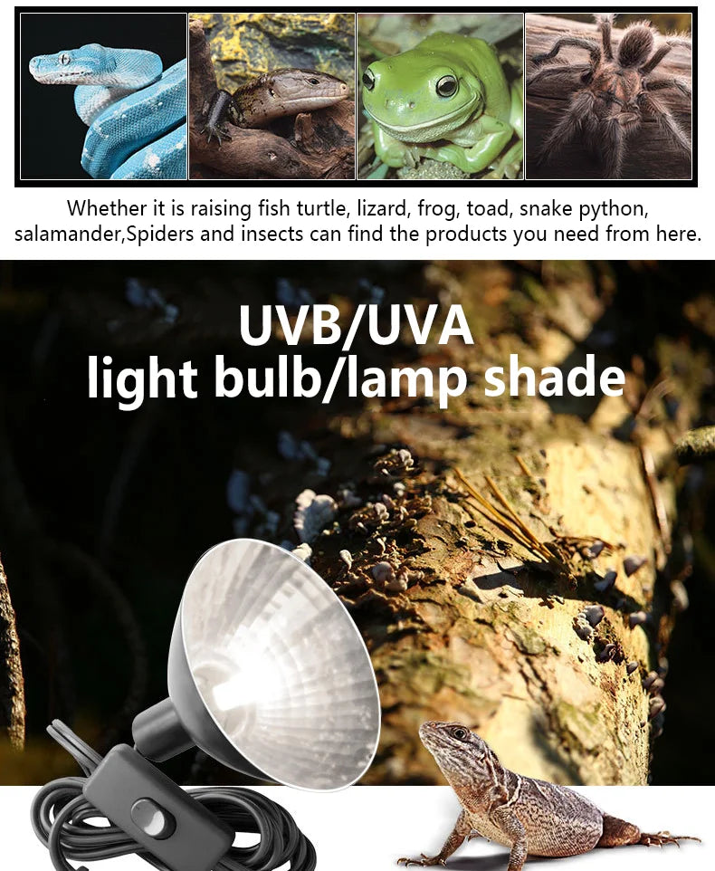 Full Spectrum Heating Lamp Reptiles Heat Preservation Light Turtle Sunbathing Lamps Amphibian Breeding Box Accessories Uva+Uvb