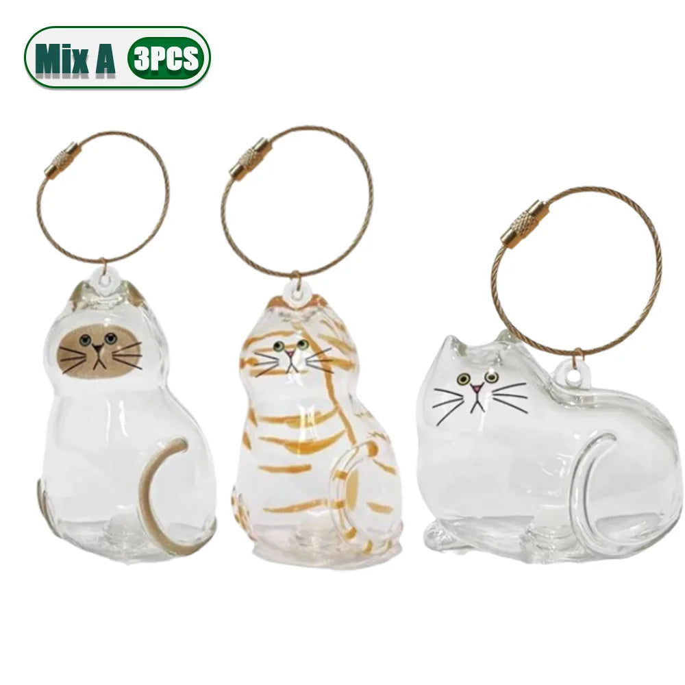 1-5PCS Personalized Cat Hair Jewelry Keyring Pet Memorial Keepsake Holder for Ashes or Fur Unique Gift for Grieving Pet Lovers
