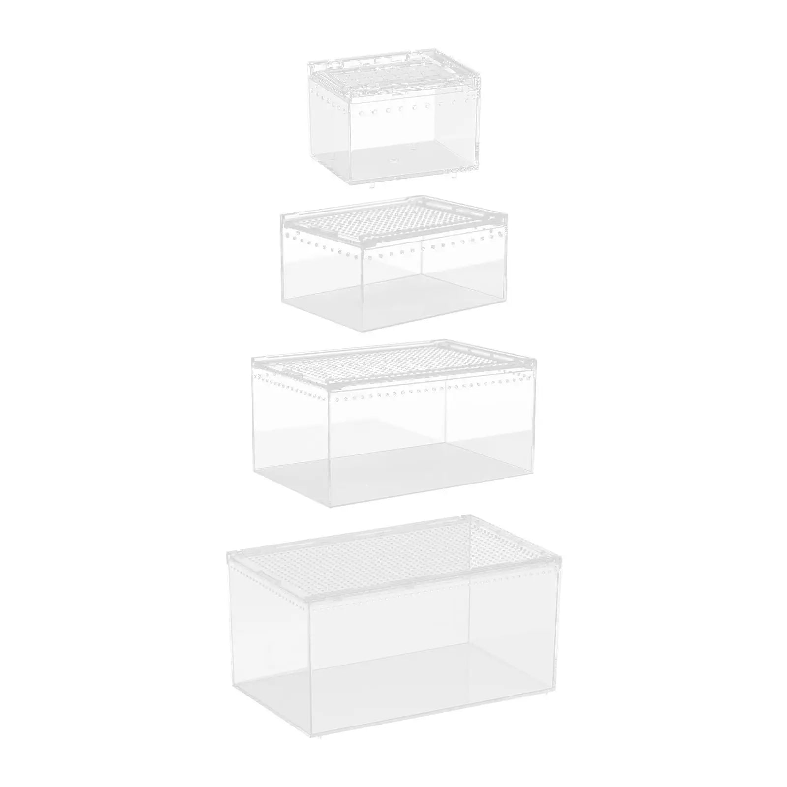 Reptile Feeding Box Animal Habitat Cage Transparent Reptile Terrarium Enclosure Cage for Chameleons Hermit Crabs Container