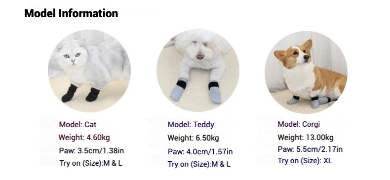Cat Socks Anti-Scratch Protective Cats Shoes Soft Breathable Home Pet Booties With Secure Velcro Fit Noise Free Pet Supplies