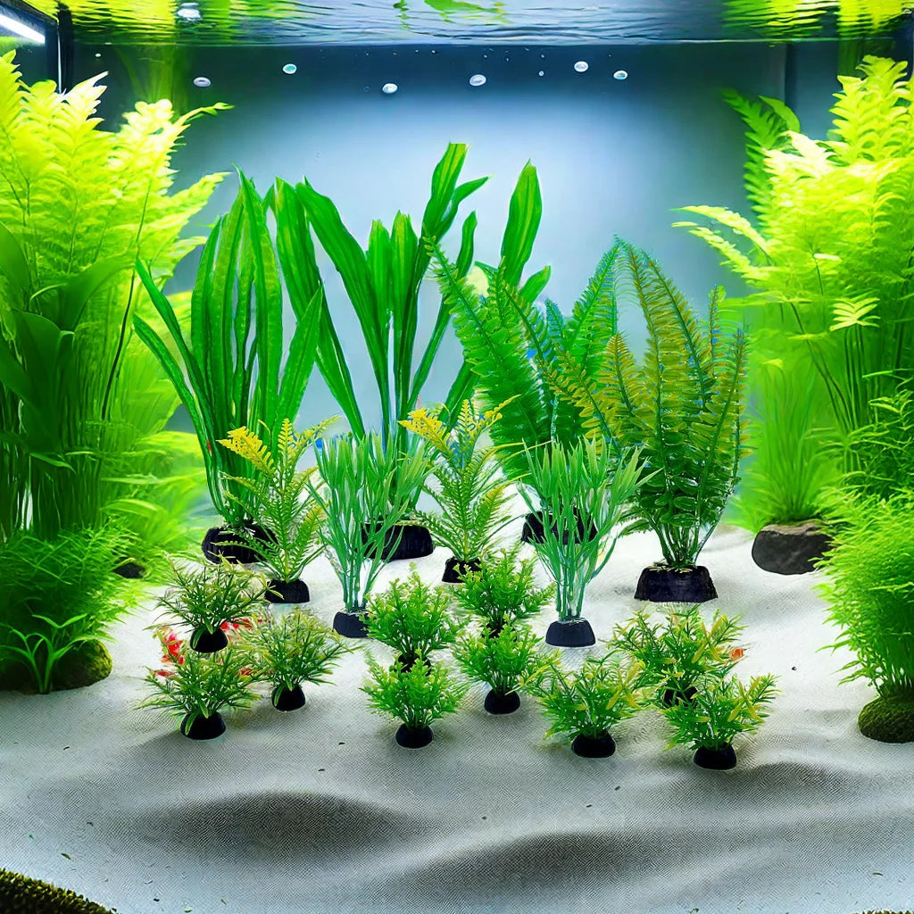 18PC Fish Tank Simulation Plant Aquarium Artificial Decor Plants Ornament Water Grass Fish Bowl Plastic Decoration