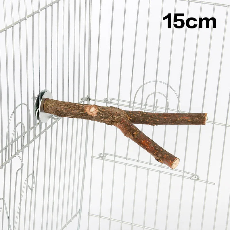 Natural Wood Pet Parrot Raw Wood Fork Tree Branch Stand Rack Squirrel Bird Hamster Branch Perches Chew Bite Toys Stick