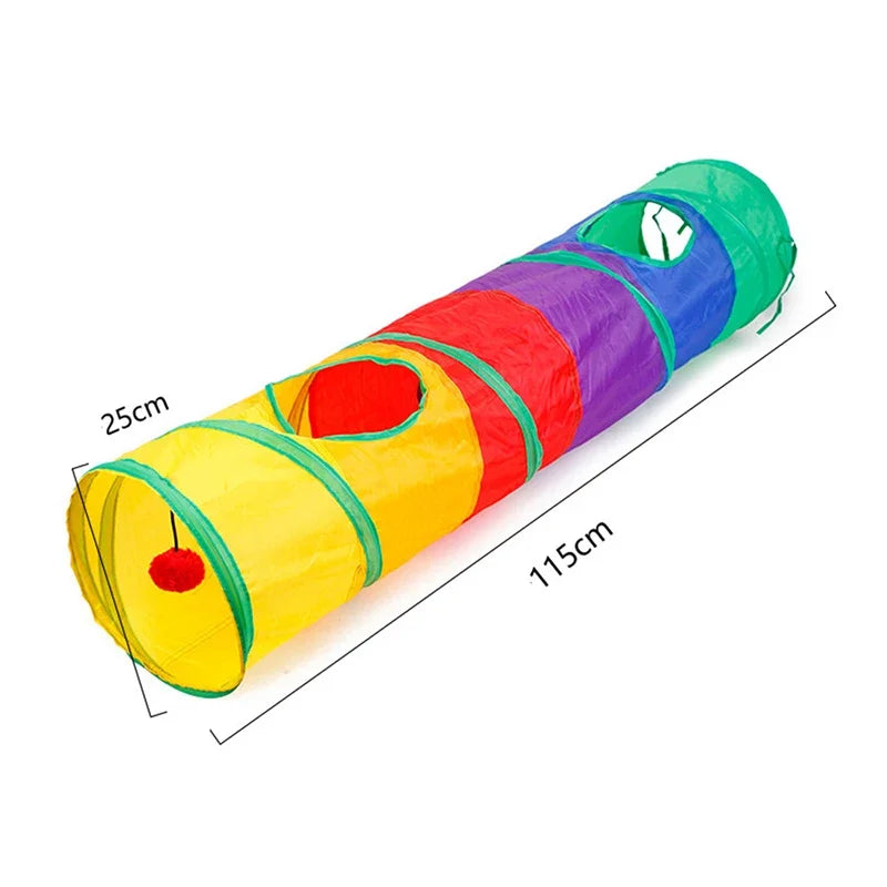 Collapsible Rainbow Cat Tunnel Pet Tube Play Toy Indoor Outdoor Kitty Puppy Toys for Puzzle Exercising Hiding Training Cat Toys