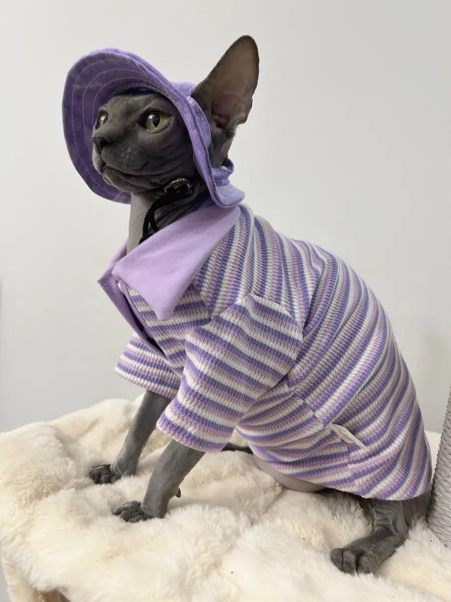 Cotton Cat Hat With Ear Holes For Sphynx Sphinx Hairless Cats Kitten Devon Rex Sunscreen Travel Hiking Tie Dye Adjustable Hats