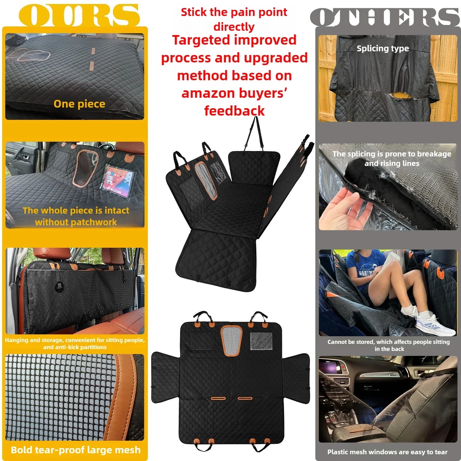 Car Dog Cushion Pet Car Rear Seat Cover Car Pet Seat Cushion Waterproof and Dirt-resistant