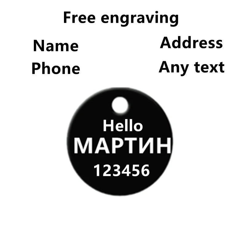 2pcs Free Laser Engraving Pet Dog ID Tag Cat Puppy Name Pendant Tags Personalized Custom Pets Tag Collar Anti-lost Nameplate