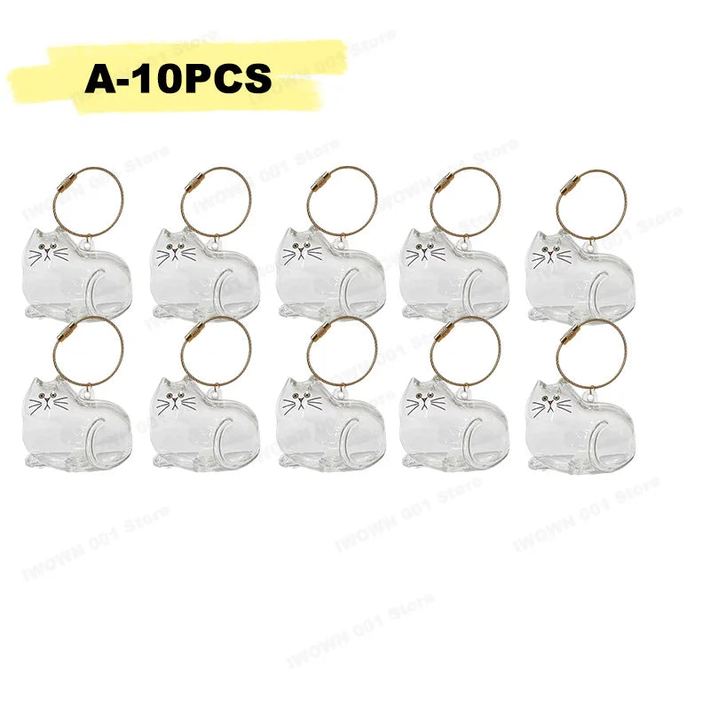 Cat Hair Storage Box Memorial Keychain Transparent Pet Fur Storage Container Hanging Cat Keychain Pendant for Pet Lovers