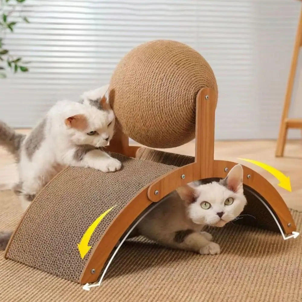Corrugated Paper Sisal Cat Scratching Ball Wear-Resistant Wood/Sisal Cat Grinding Paw Balls Ferris Wheel Shape Brown