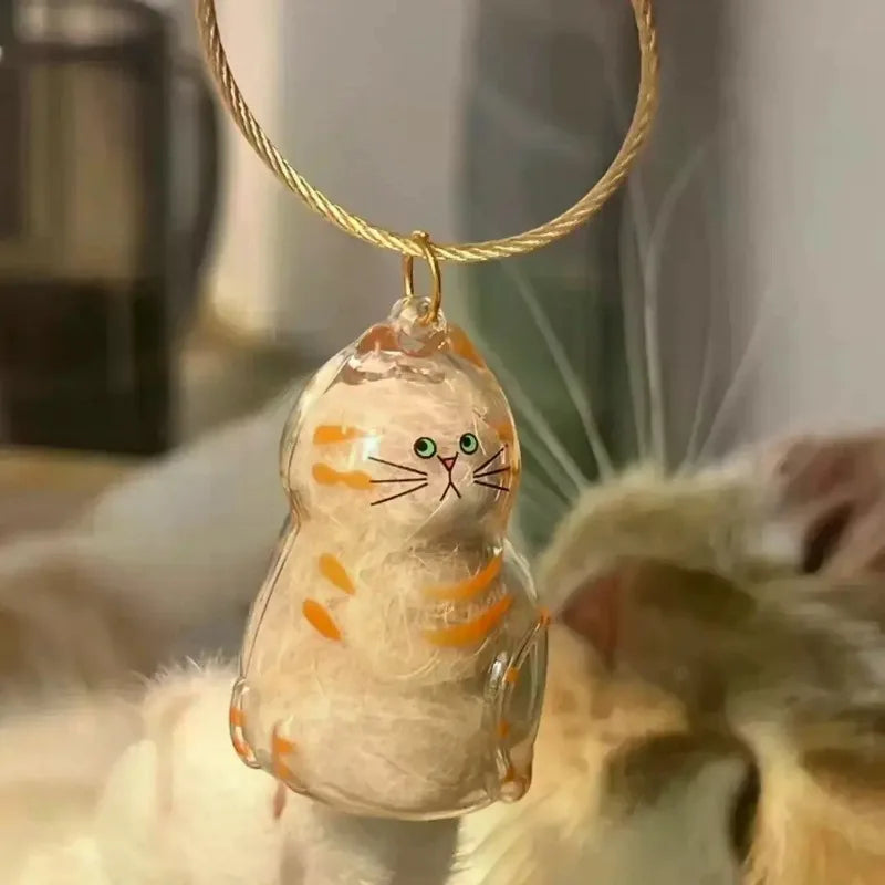 1-5PCS Personalized Cat Hair Jewelry Keyring Pet Memorial Keepsake Holder for Ashes or Fur Unique Gift for Grieving Pet Lovers