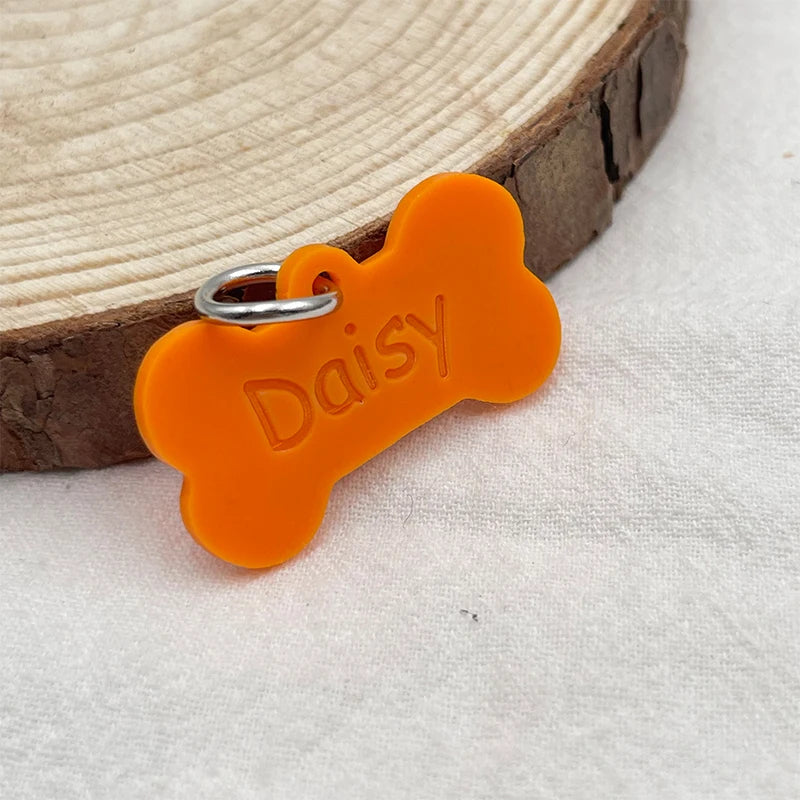 2024 Silicone bone shape Pet Anti-lost ID Tag Personalized Dog Collar Tag Engraved Name Custom Pendant Puppy Collars Accessories