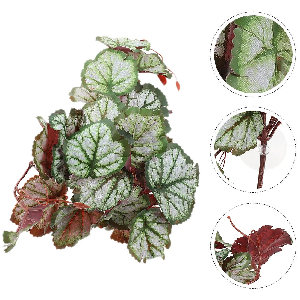 Hermit Crab Plants for Tank Suction Cups Hanging Vines Fake Aquarium Reptile Climbing Decor Plastic Artificial Indoor