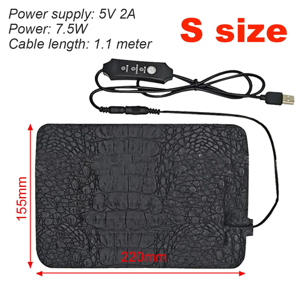 Pet Heating Pad Reptile Warm Heater USB Electric Blanket Warm 3 Gear Adjustable Temperature Controller Incubator Mat Heated Pad