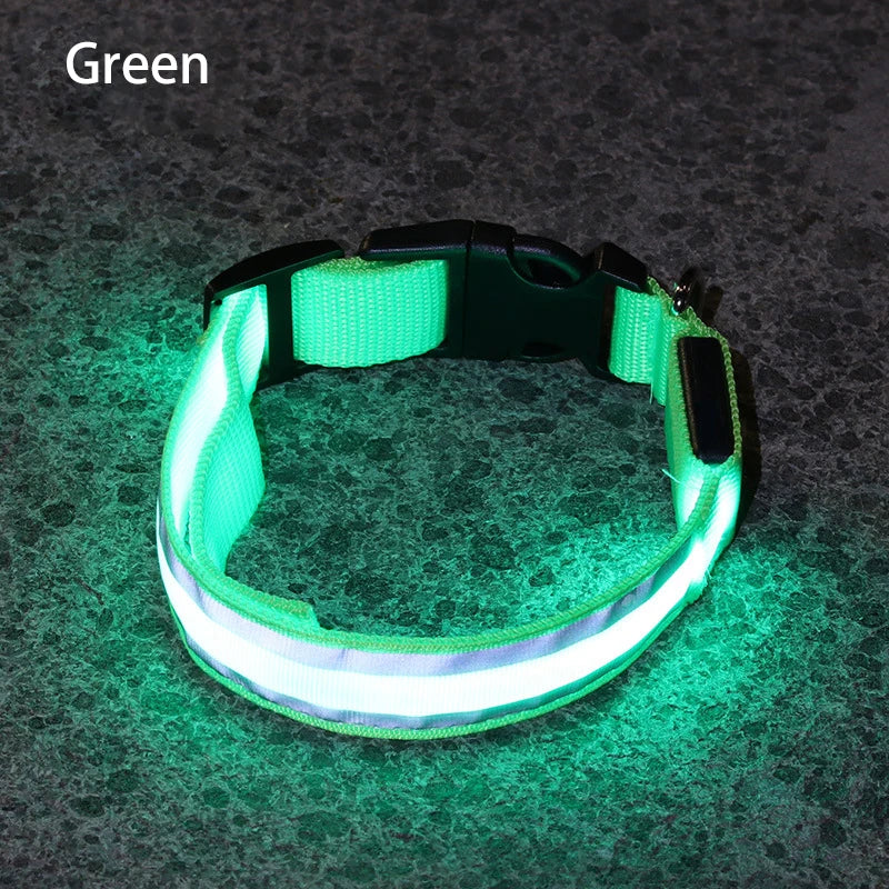 Reflective Dog Collar Luminous Night Safety Usb Rechargeable LED Dog Collar Light For Small Dogs Cat Pet Collar Para Perro XS-XL