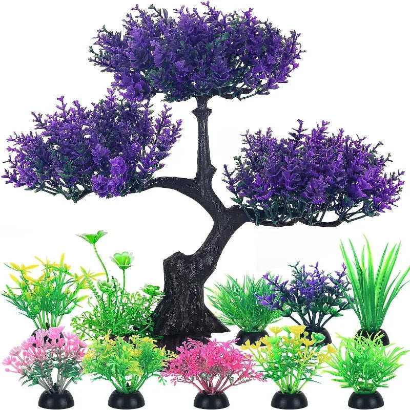 1set Aquarium Artificial Plastic Plants Decoration Goldfish Tank Betta Fish Tank Plants Water Weeds Ornament Aquarium Decor