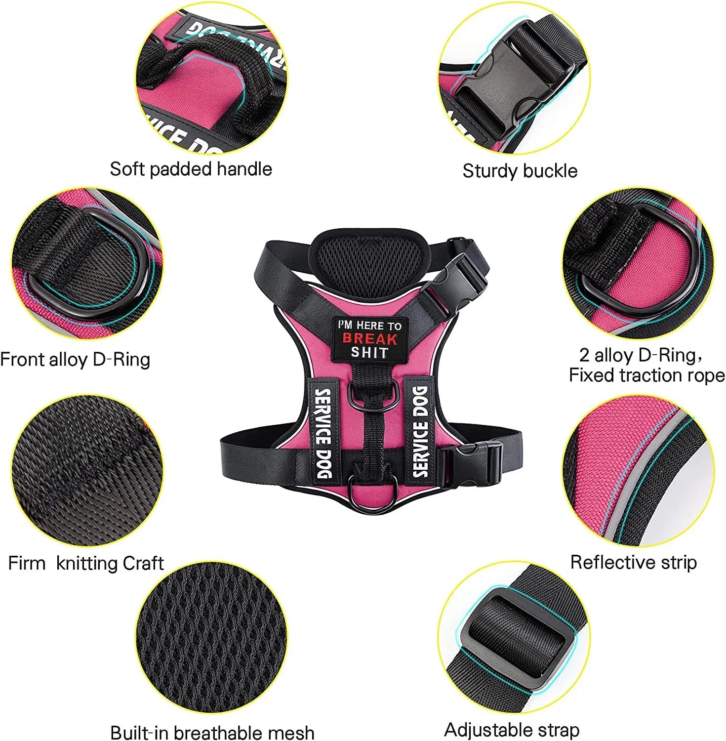 Reflective Pet Dog Harness No Pull Dog Vest Leash for Small Medium Large Dogs Walking Custom ID Tag Dog Accessories