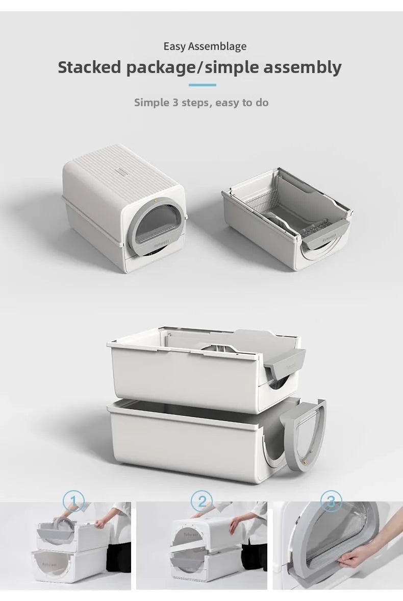 Easy To Clean Cat Litter Box Hand-pulled Shit Shoveling Fully Enclosed Cat Toilet Semi-automatic Cat Litter Box  Litter Tray