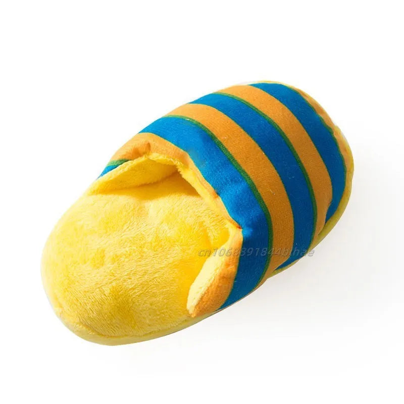Puppy Dog Chew Toys with Squeaker for Small Dogs French Bulldog Shiba Inu Funny Plush Slipper Pet Supplies Teeth Cleaning Toy