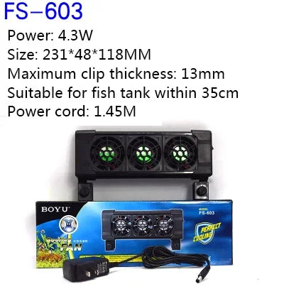 BOYU Aquarium fish tank automatic temperature control fan tank cooling aquarium fan water cooling mute 1 2 3 4 5 6