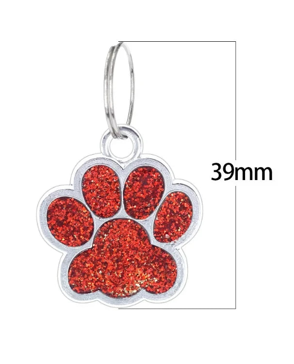 Dog Cat Paw Charm For Jewelry Making Glitter Pendant Hang Charm With Keyring Keychain Pet Collar Accessories Paw Glitter Pendant
