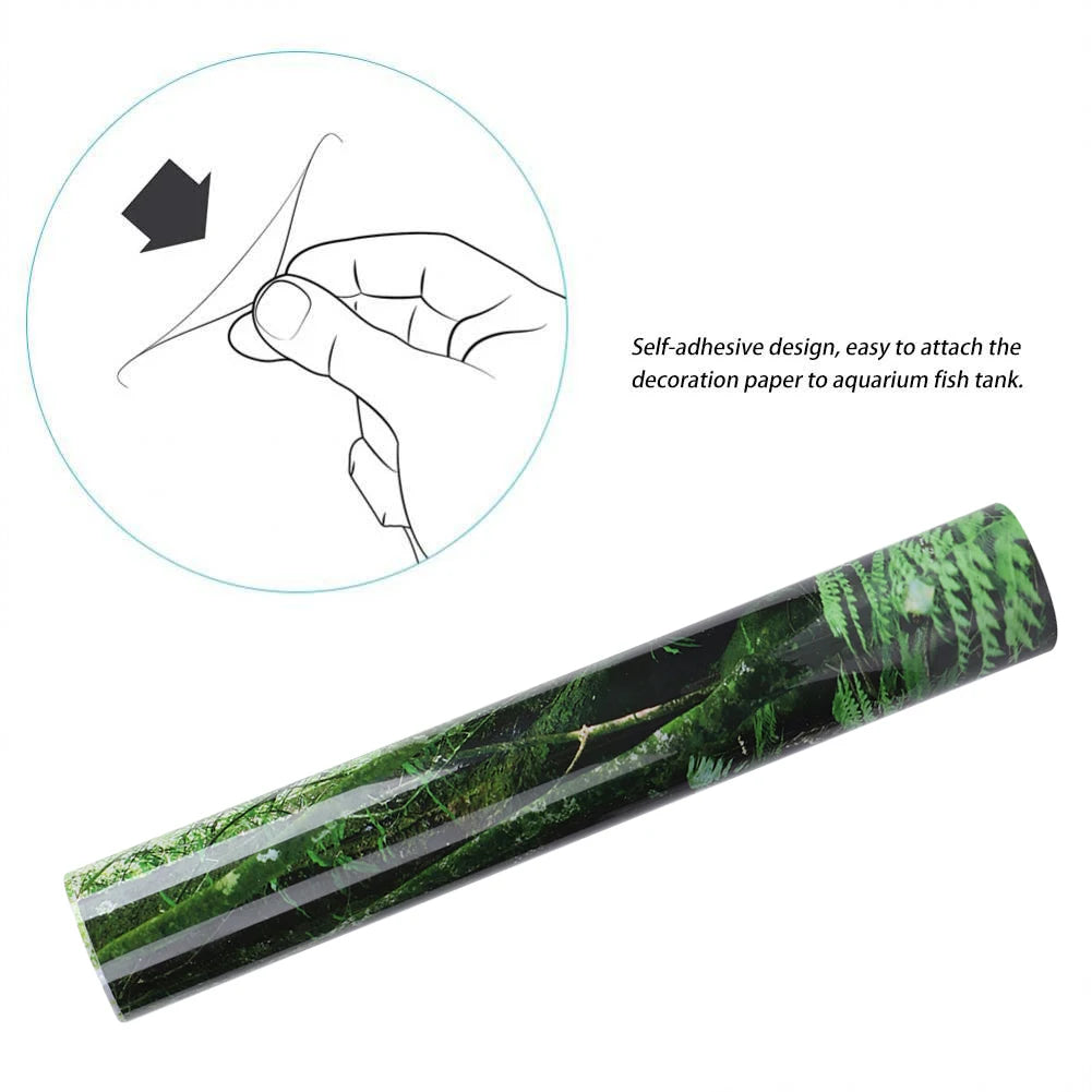 PVC Reptile Box Rainforest Background Poster Fish Tank Wall Picture Painting Decoration Self Adhesive Sticker